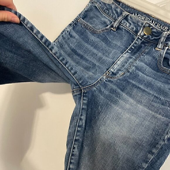 AMERICAN EAGLE Super Stretch Hi-Rise Jegging Medium Wash High Waisted 4S 4 SHORT - Picture 8 of 14